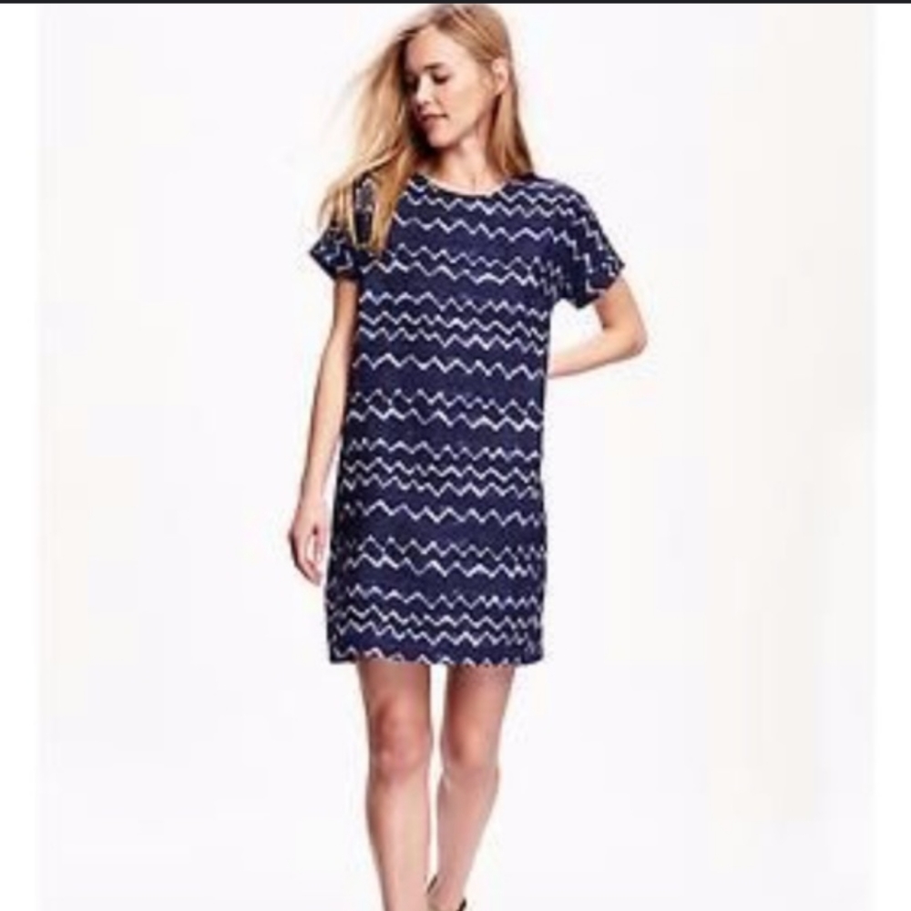 NWT old navy blue striped tie dye t shirt dress size small petite